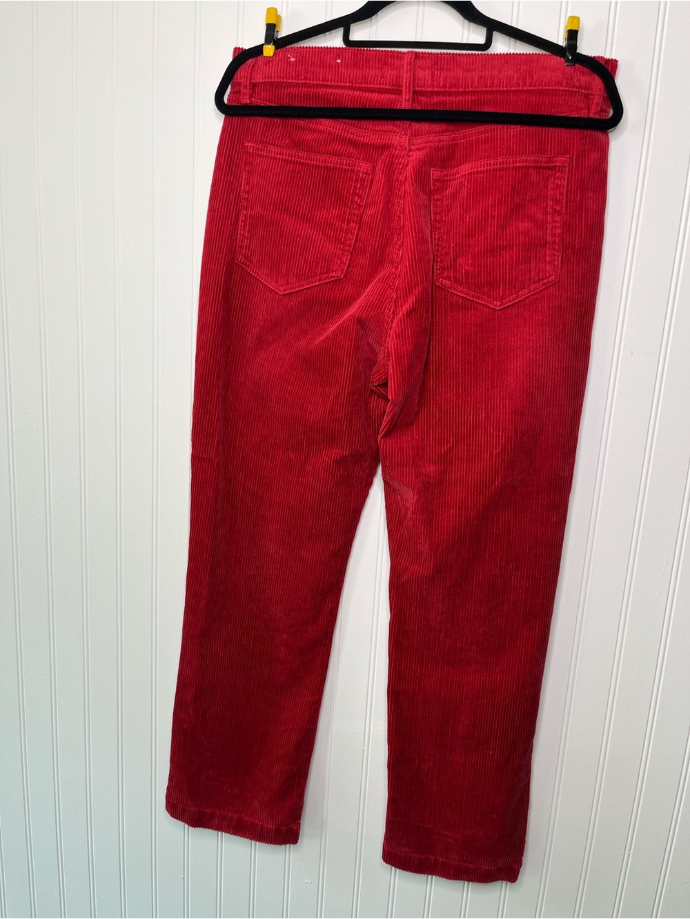 LOFT NWT Red Corduroy Slim Straight Leg Pants High Rise Festive Holiday Ribbed - Picture 4 of 4